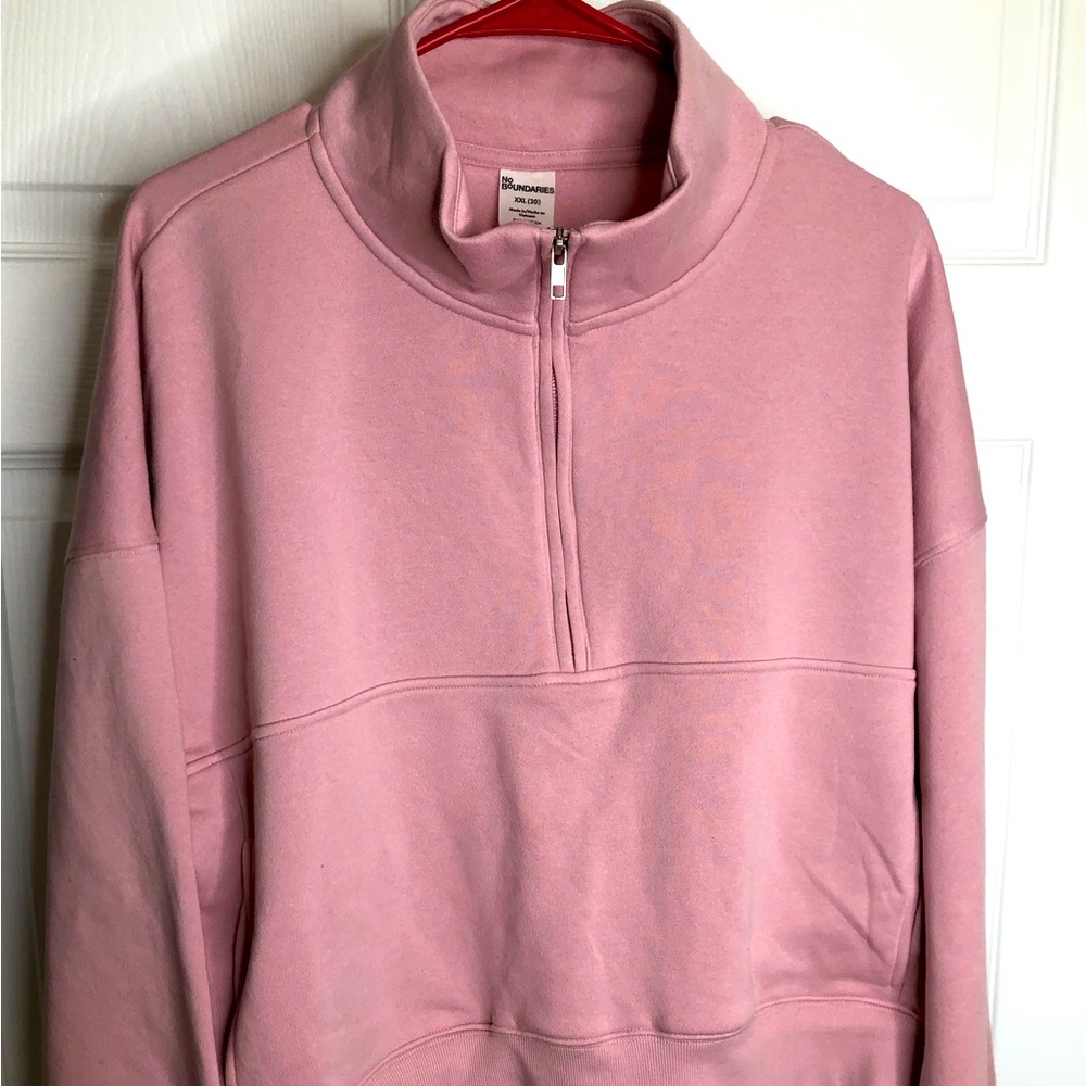No Boundaries Half Zip Sweatshirt— PINK- XXL (20) - NWT
